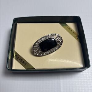 Vendome Silver Tone Scatter Pin Brooch NIB Vintage Black Acrylic Southwest (489)